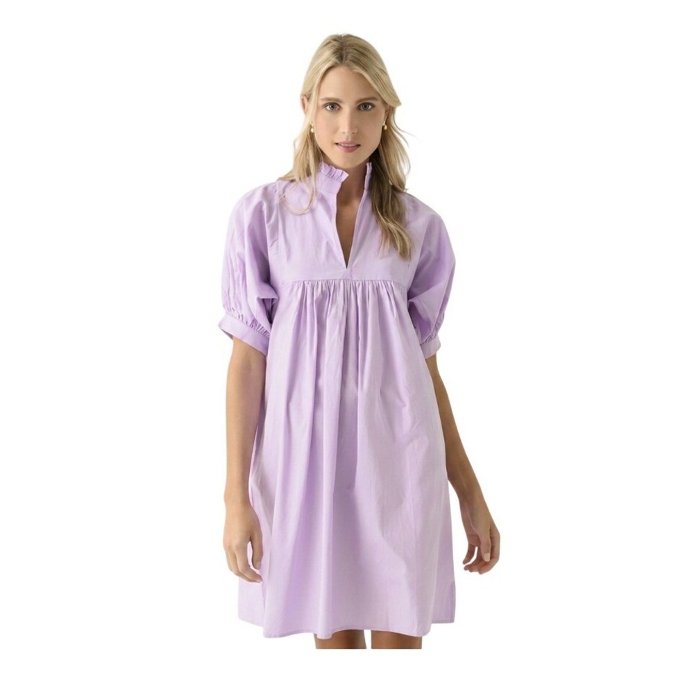 Never A Wallflower High‎ Neck Babydoll Mini Dress Light Pink Poplin Cotton XS